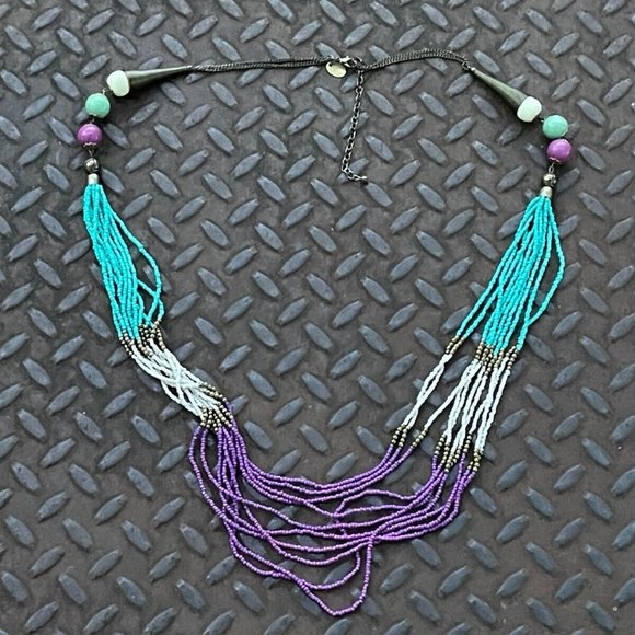 ZAD Jewelry - Vintage ZAD Women Necklace Statement Multi Color Beads Long Necklace Jewelry